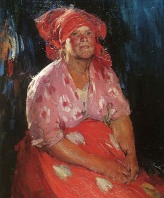 А.Е. Архипов картина “Крестьянка в розовом”